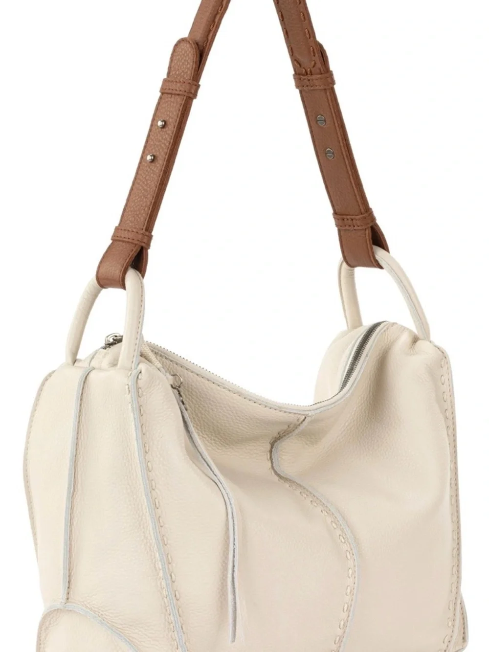The Sak Los Feliz Hobo Cream Leather with Brown Shoulder Strap - Picture 2 of 16